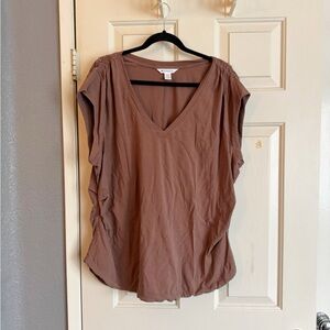 Athleta Brown V-Neck Women's Top 2x